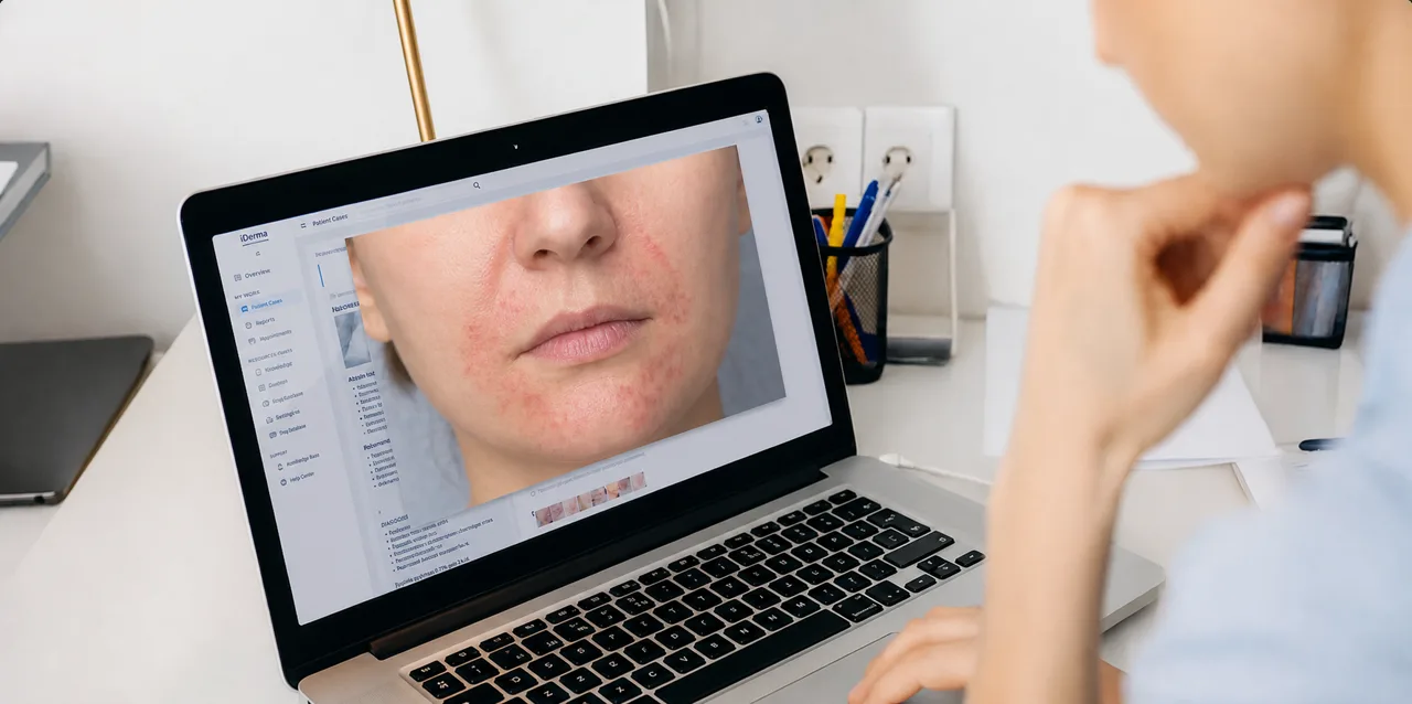 Hudlæge vurderer et tilfælde af perioral dermatitis online
